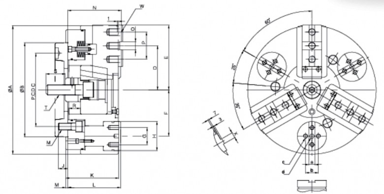 外径用三爪后拉卡盘图纸