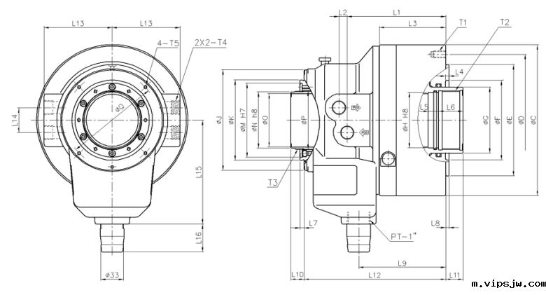瑞岩大通孔回转油缸图纸