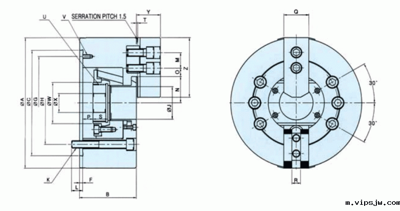 大通孔二爪卡盘图纸